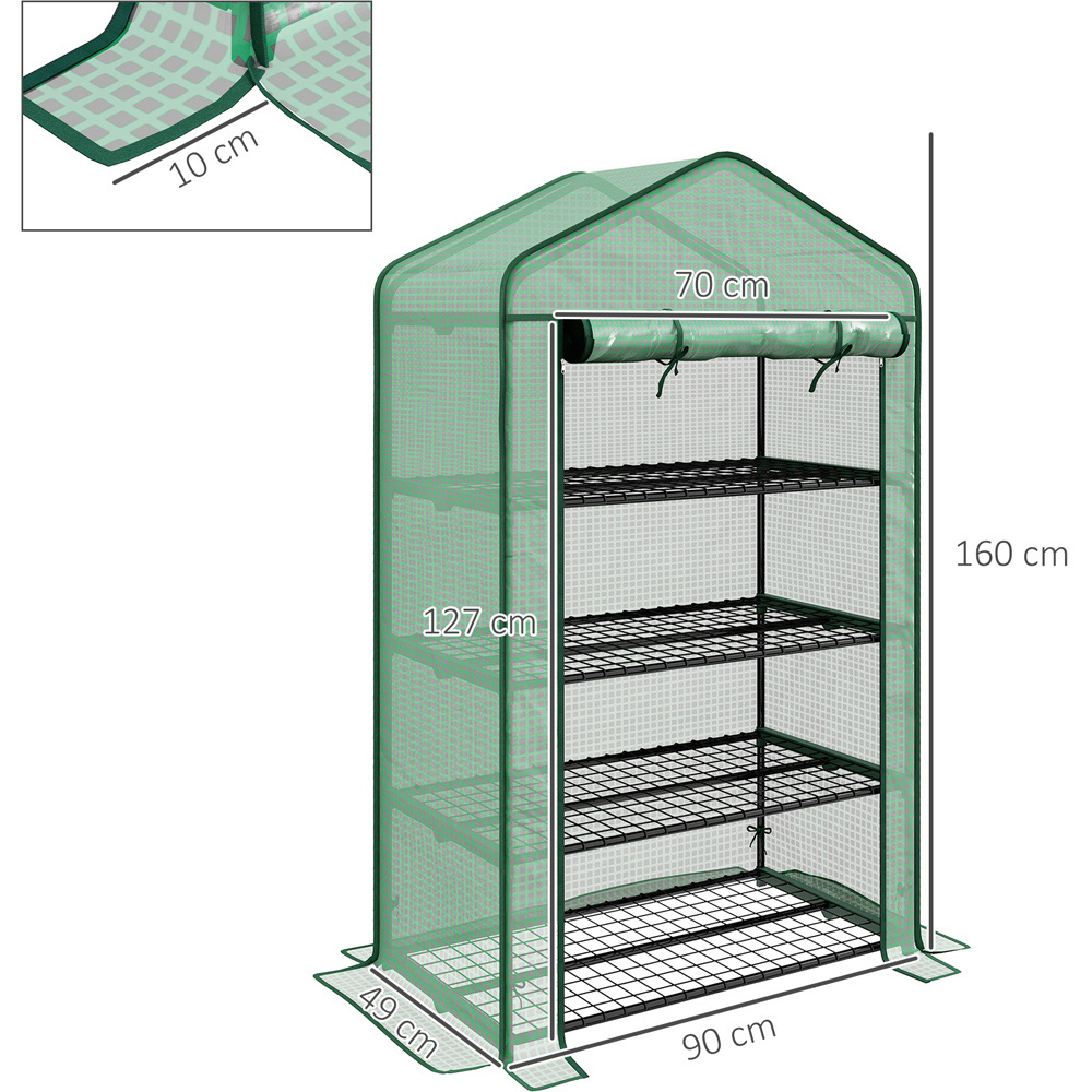 Outsunny Green 4 Shelf PE Cover 2.9 x 1.6ft Portable Mini Greenhouse Image 8