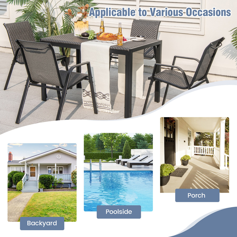 Costway 4 Seater Brown Rattan Patio Chair Image 7