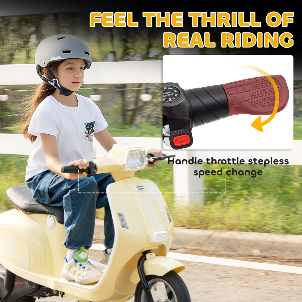 Tommy Toys Beige Battery Powered Ride On Motorcycle with Manual Throttle 24V Image 5