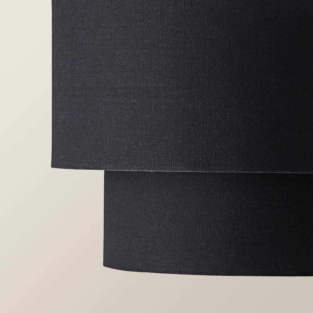 ValueLights Jodie 2 Tier Black Linen Ceiling Drum Lamp Shade Image 5