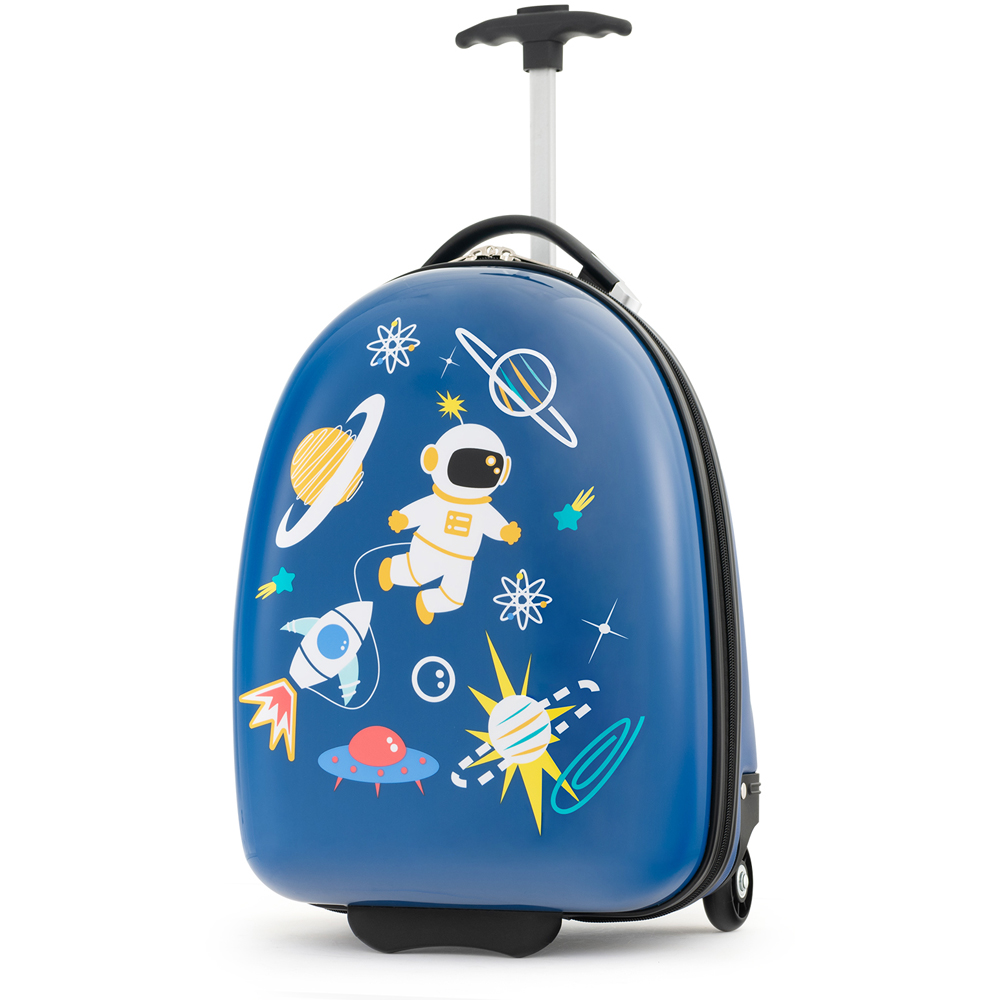 Costway Kids Blue Suitcase Luggage with Wheels Image 3