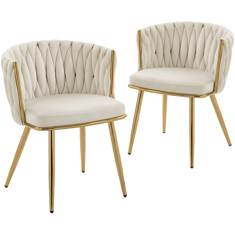 Portland Set of 2 Cream Upholstered Dining Chair  Image 2