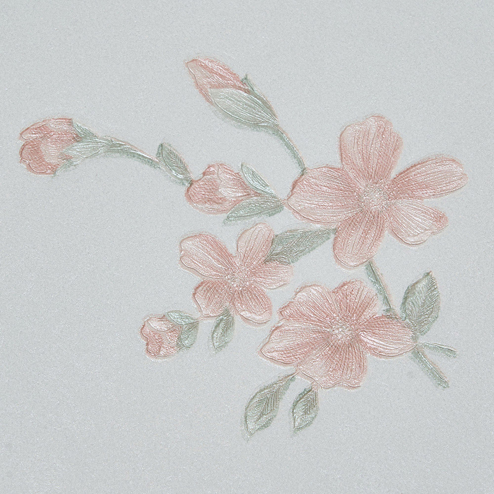 Living and Home Floral Pattern 3D Embossed Light Blue Non-Pasted Non-Woven Wallpaper Image 6