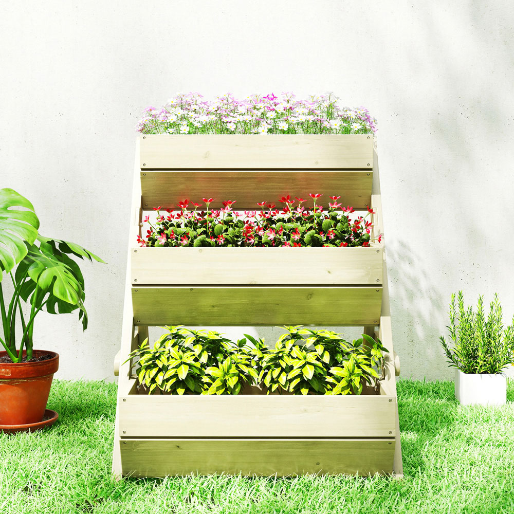 Outsunny 3-Tier Wooden Raised Garden Bed Elevated Planter Box Image 4