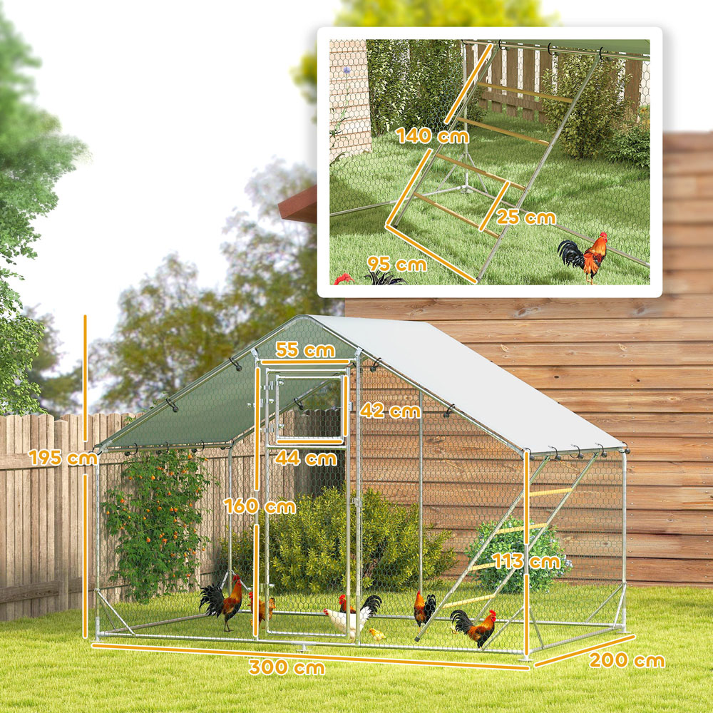 PawHut Walk In Chicken Run with Cover and Hanging Feeder Image 9