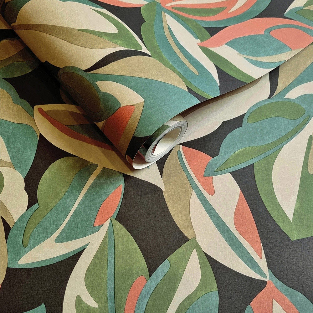 Holden Abstract Leaf Charcoal Wallpaper Image 2