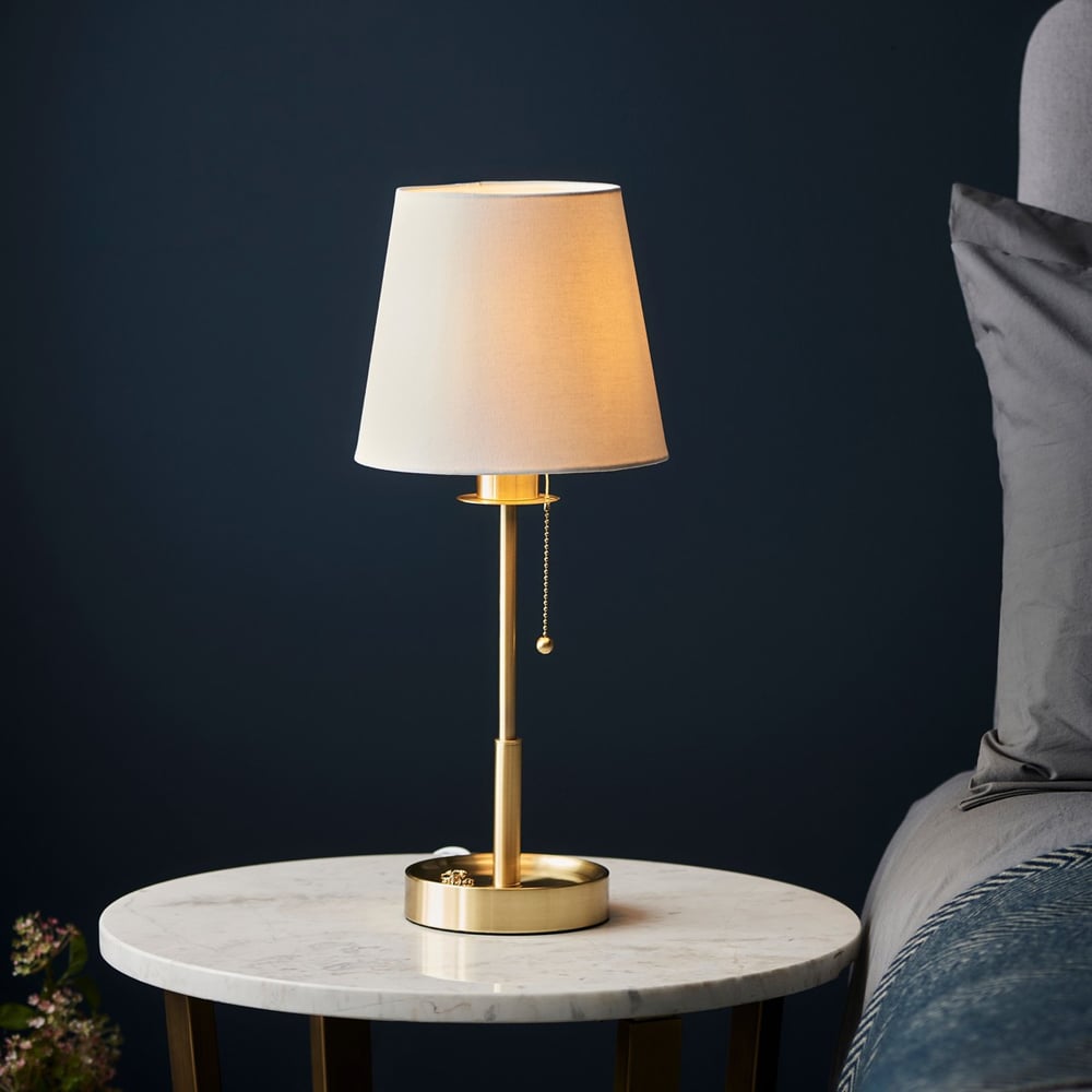 Merano Florence White and Satin Brass Vintage Table Lamp Image 2