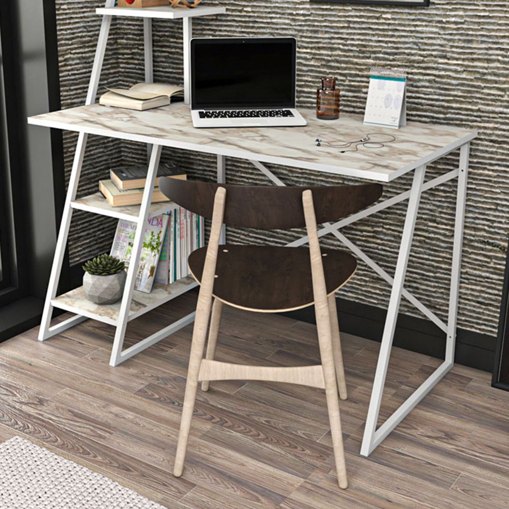 Decorotika Admira 4 Shelf Writing Desk Ephesus White Image 1