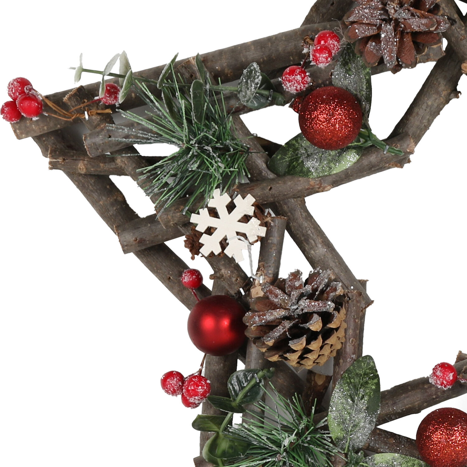 Brown Wreath with Snowflake and Berry Image 3