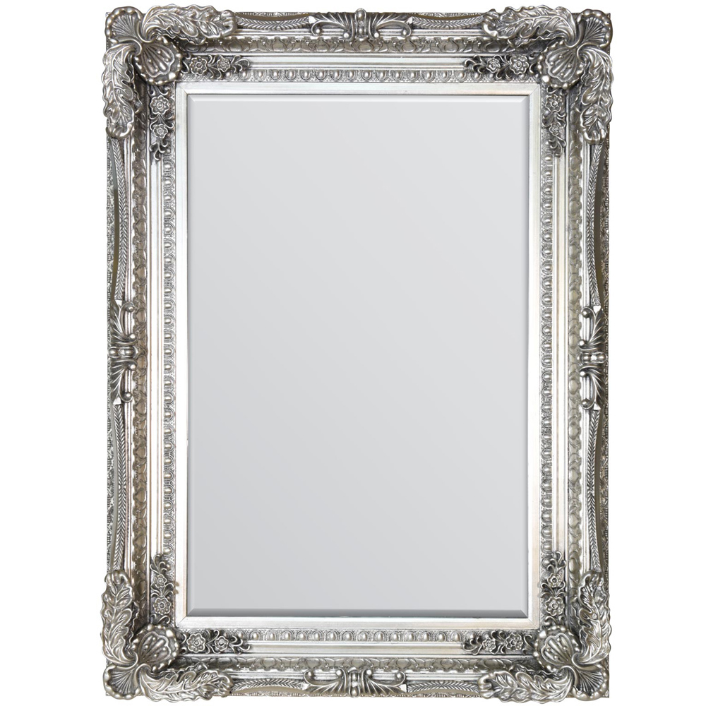 Carved Louis Silver Wall Mirror 117 x 87cm Image 1