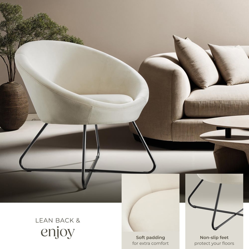 tectake Centera Beige Velvet Look Accent Chair Image 4