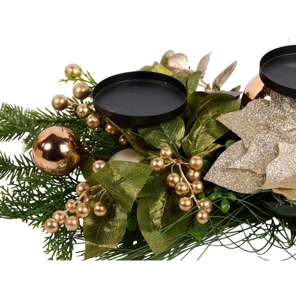 Gold Poinsettia Candle Holder Image 3