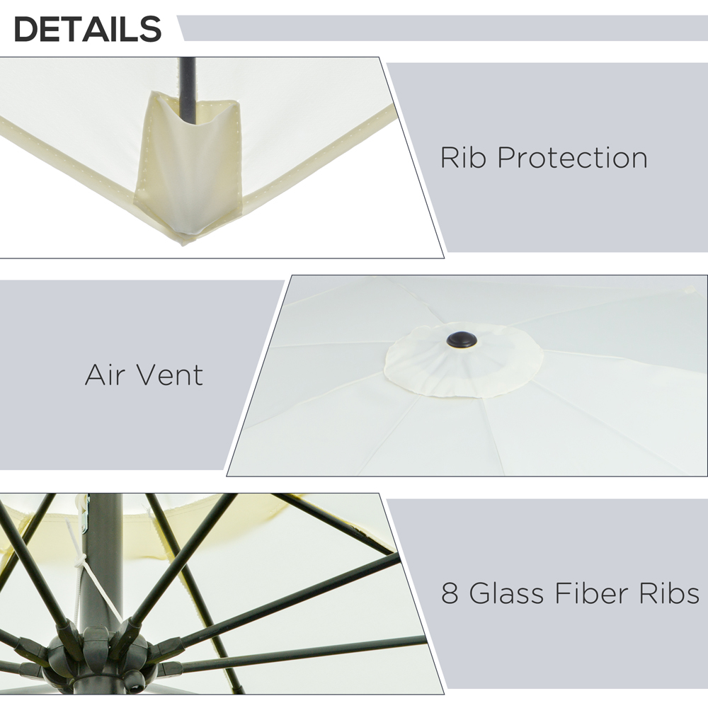 Outsunny Cream White Crank and Tilt Parasol 2.65m Image 6