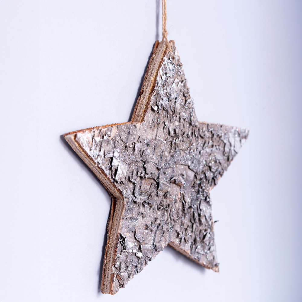 Shatchi Birch Bark Star Shaped Ornament Image 3