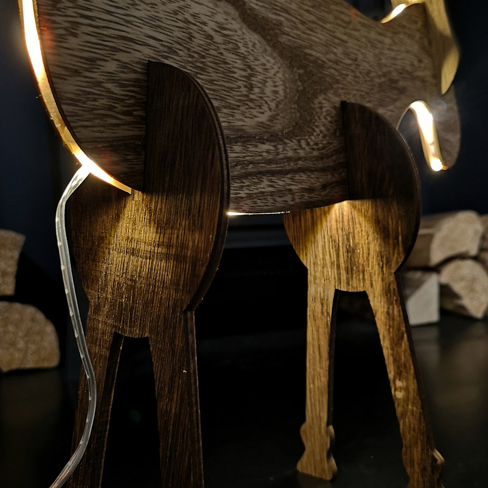 Samuel Alexander 3D Wooden Reindeer LED Christmas Decoration 39cm Image 4