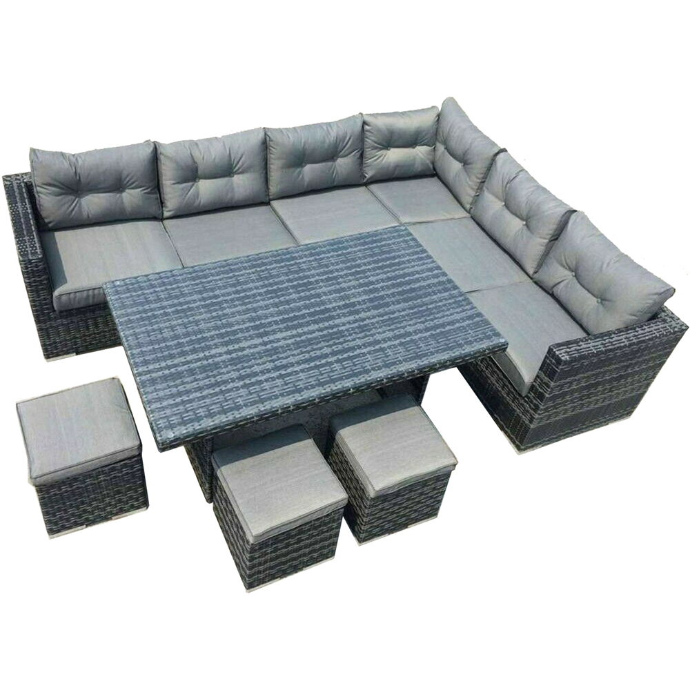 Furniture One 9 Seater Grey Rattan Garden Corner Sofa Set Image 2
