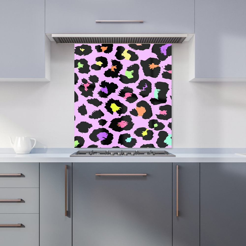 Warren Reed Designer Pink Leopard Print Glass Kitchen Splashback 65 x 70cm Image 1