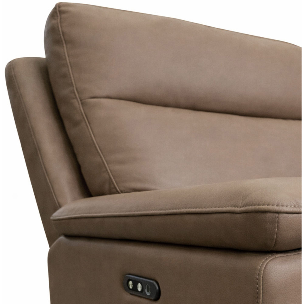 Aspire Marlowe 2 Seater Mushroom Leather Power Recliner Sofa with USB Charging Image 6