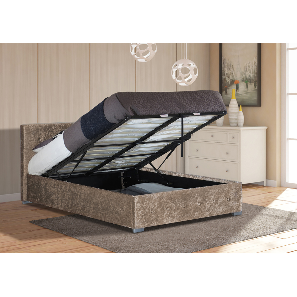 Brooklyn King Size Truffle Crushed Velvet Ottoman Storage Bed Image 2