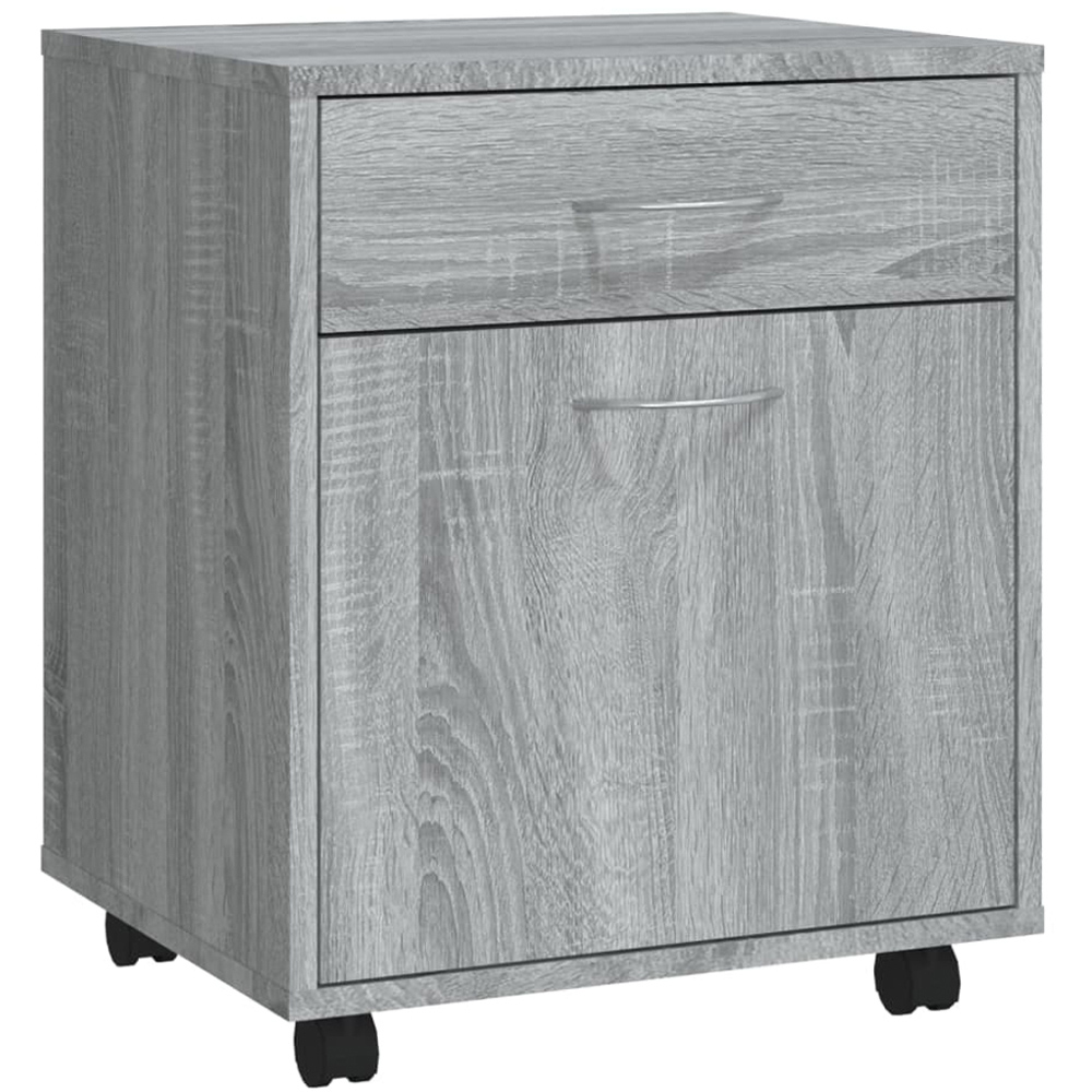 vidaXL Single Drawer Single Door Grey Sonoma Oak Rolling Cabinet Image 2