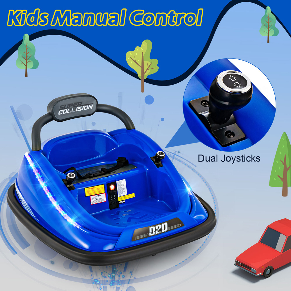 Costway Kids Blue Electric Bumper Car with Spin and Remote Control Image 6