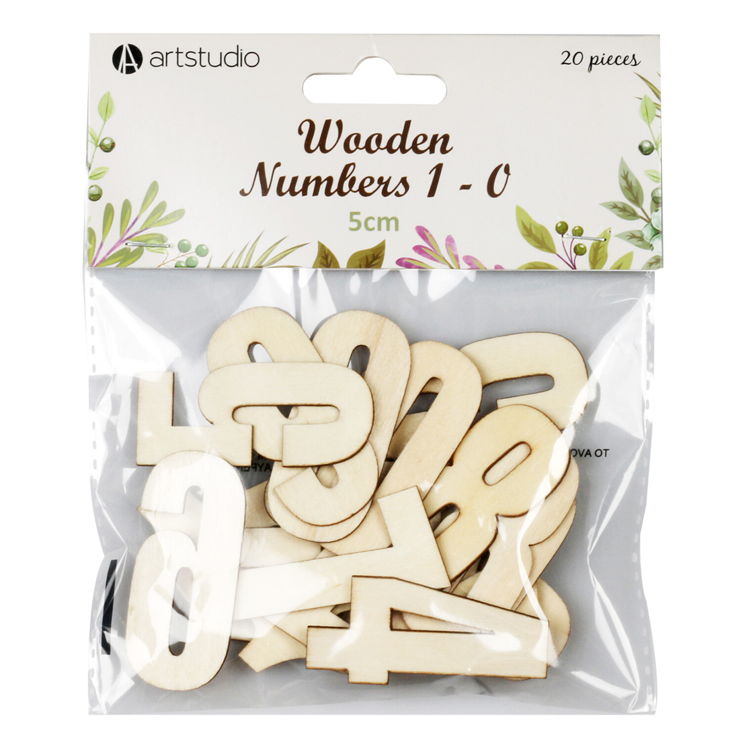 Pack of 20 Art Studio Wooden Numbers - Cream Image