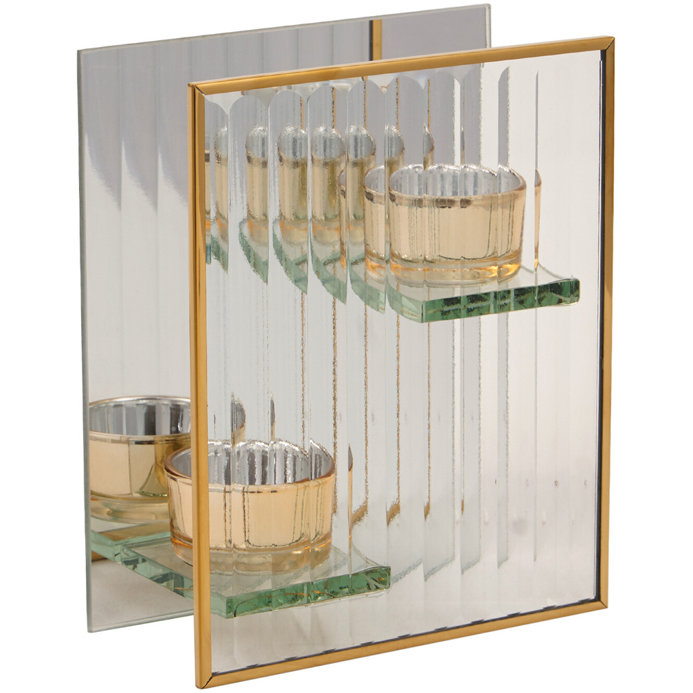 Gold Metal Double Tealight Holder Image 1