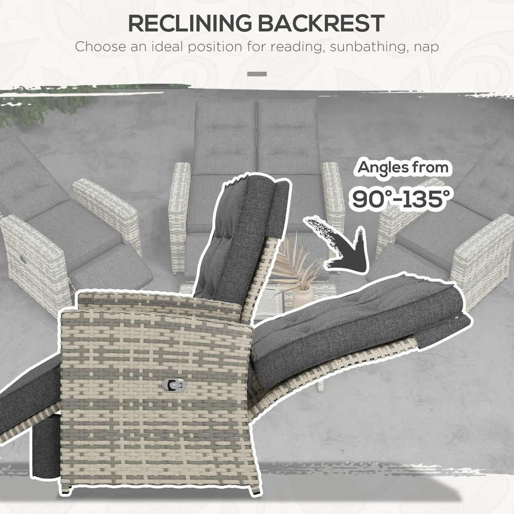 Outsunny 4 Seater Light Grey Rattan Outdoor Sofa Set Image 6