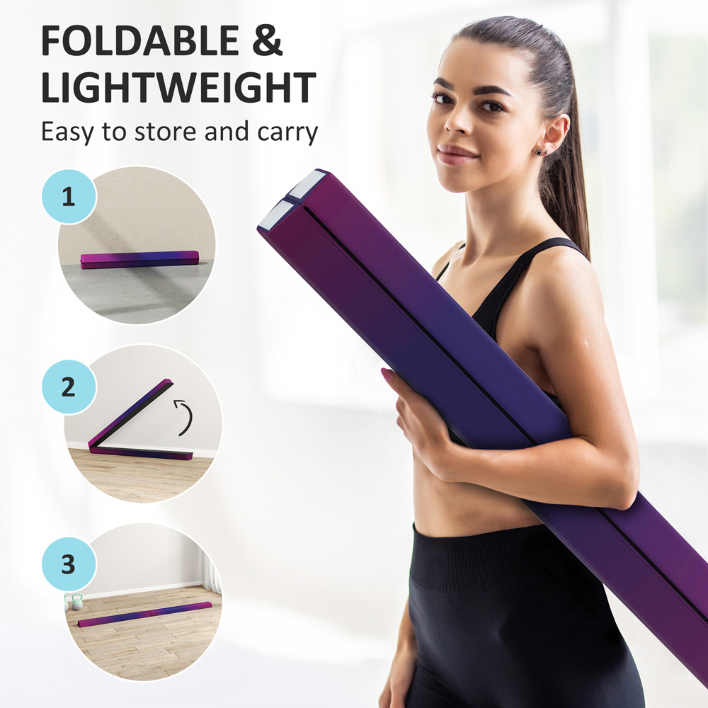 SPORTNOW Blue Foldable Gymnastics Balance Beam with Anti-Slip Base 235cm Image 8