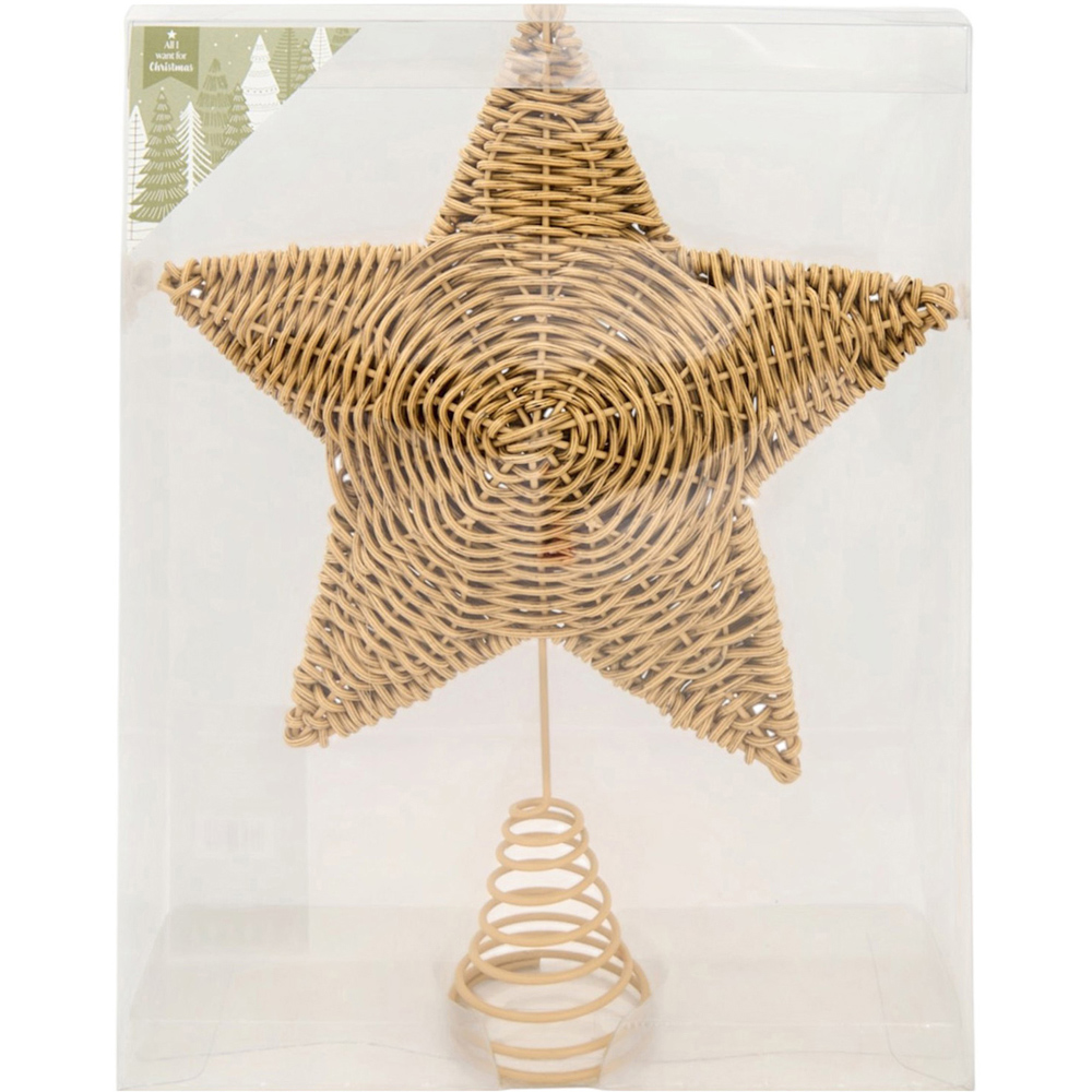 Rattan Star Christmas Tree Topper Natural Image 2