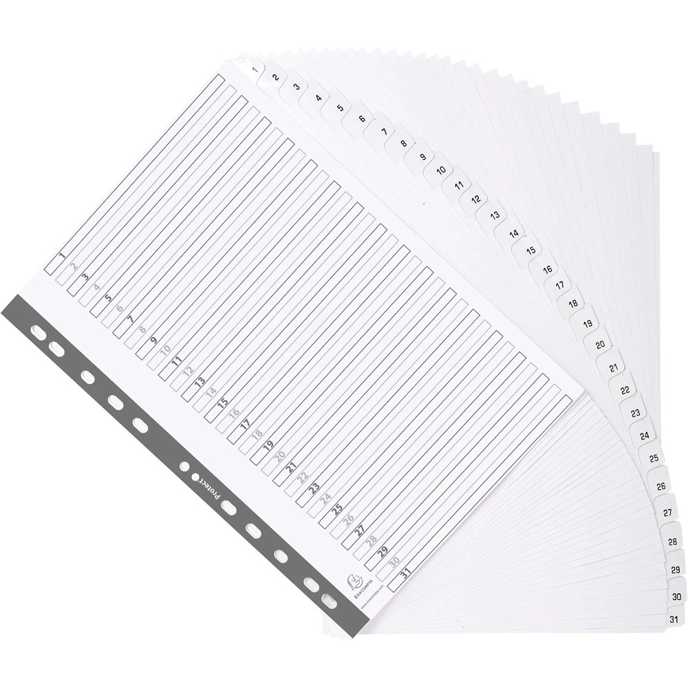 Exacompta A4 White Mylar 1-31 Divider 10 Pack Image 2