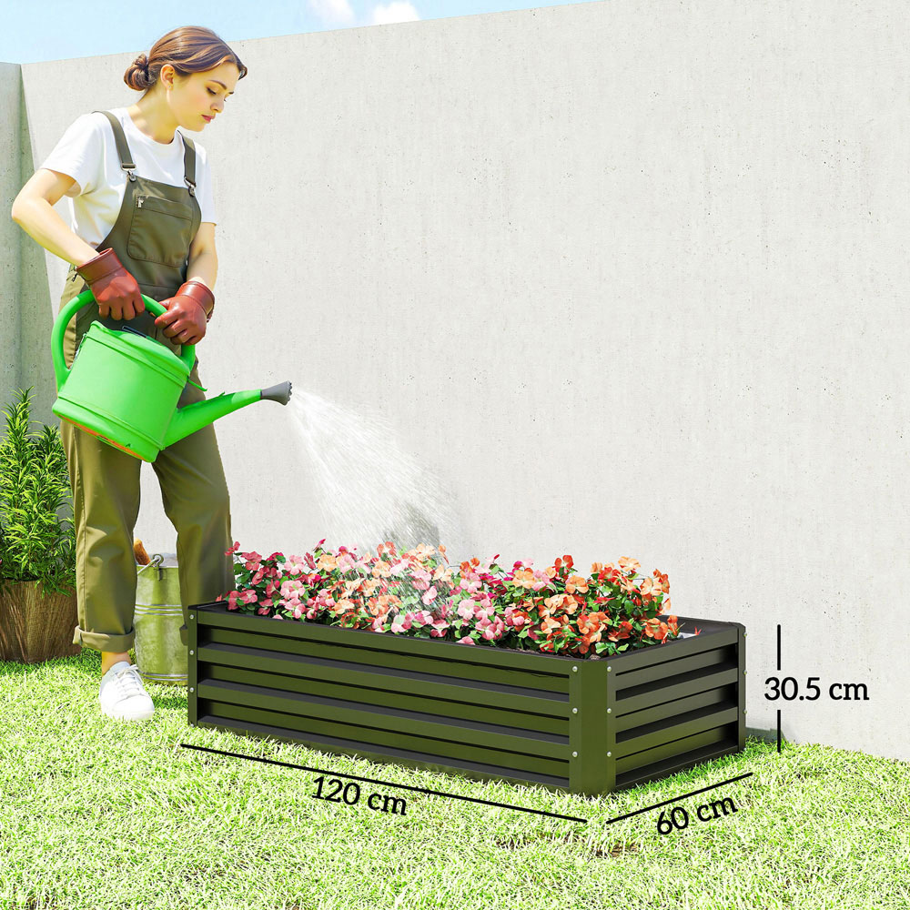 Outsunny Grey Galvanised Steel Raised Garden Bed Planter 30.5 x 60 x 120cm Image 8