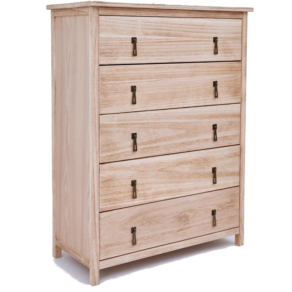 Portofino 5 Drawer Light Wood Chest of Drawers Image 3