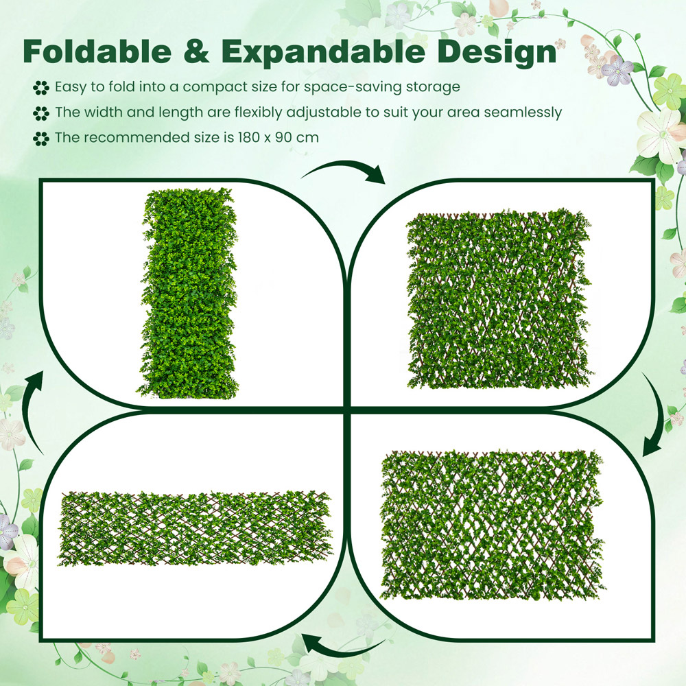 Costway Green 2.9 x 5.9ft Decorative Fence Panel with Real Willow Frame Image 8