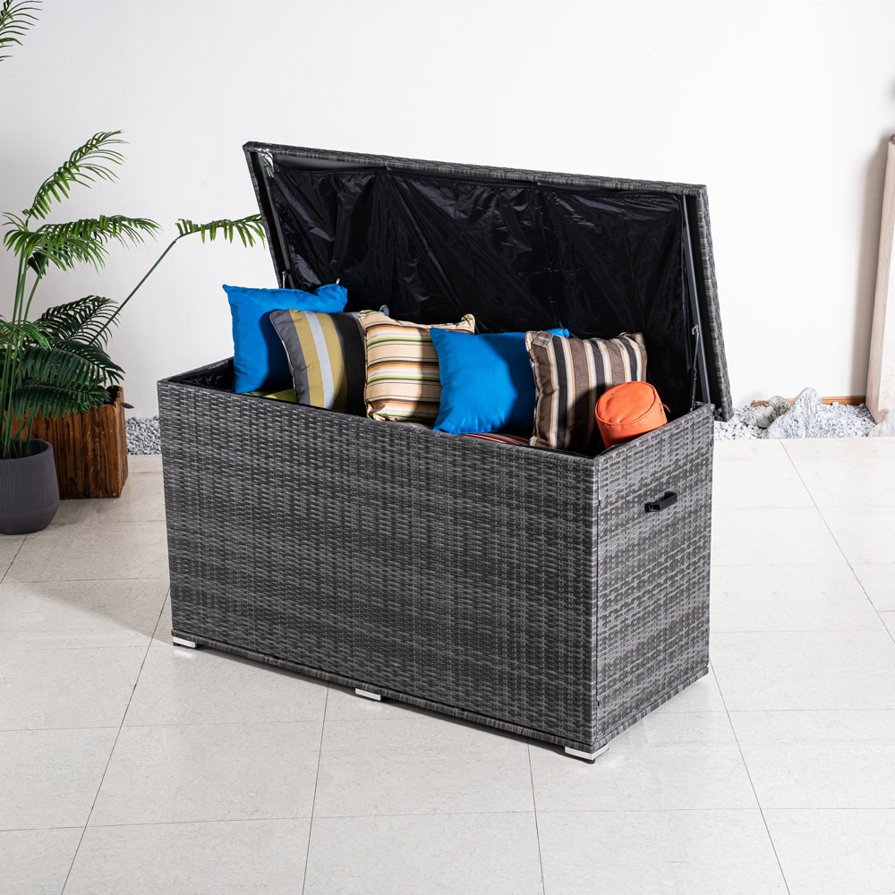 Direct Wicker 980L Grey Garden Rattan Storage Box Image 2