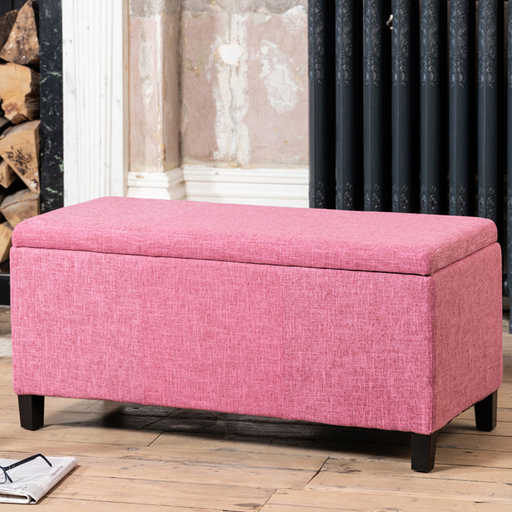 Artemis Home Henbury Pink Fabric Storage Ottoman