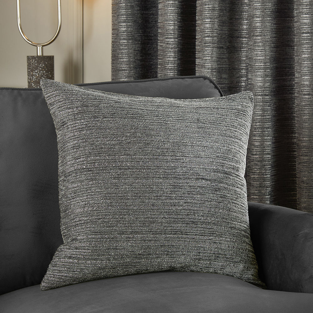 Paoletti Jupiter Graphite Chenille Jacquard Cushion 50 x 50cm Image 2