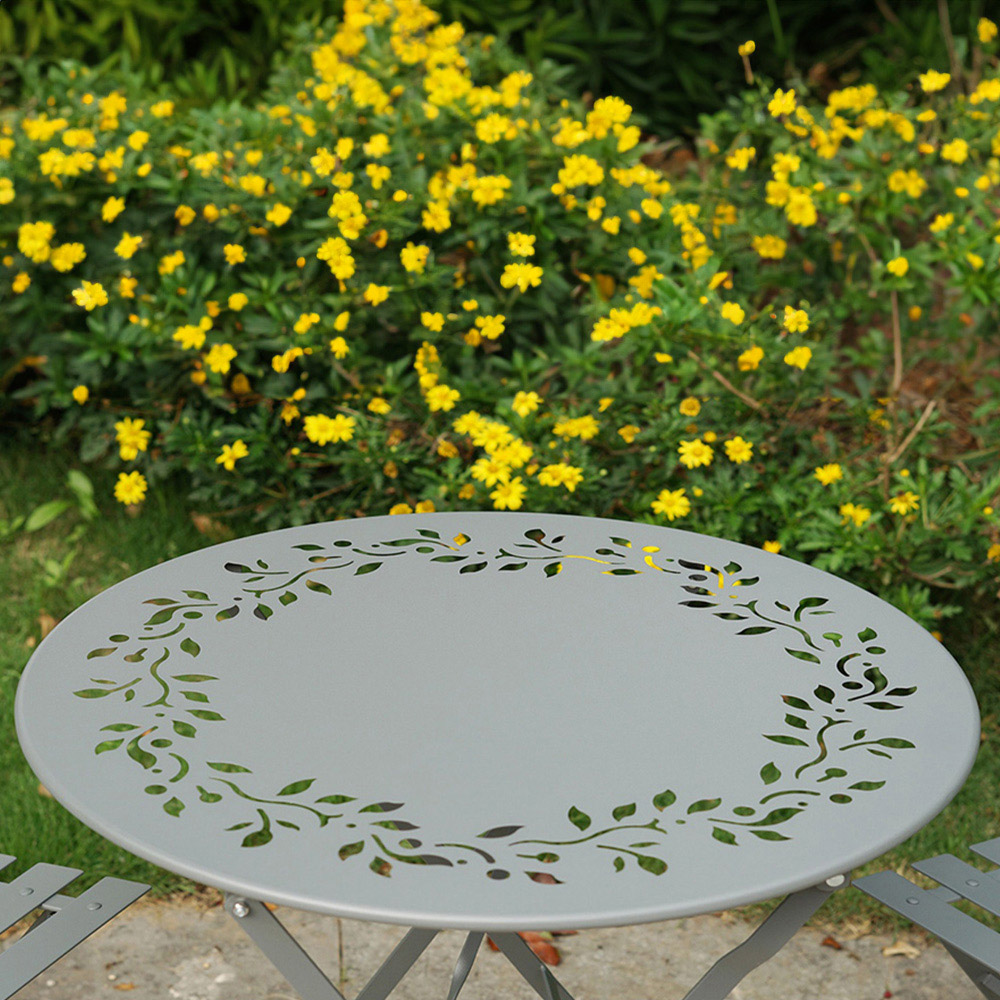 Eurotrade 2 Seater Bistro Set Leaf Grey Image 5