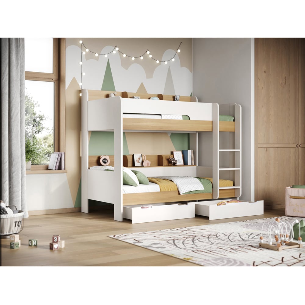Flair Eddie Oak Wooden Storage Bunk Bed Image 2