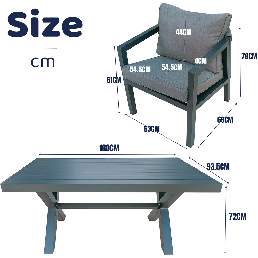 Furniture One 6 Seater Grey Aluminium Garden Dining Set Image 5
