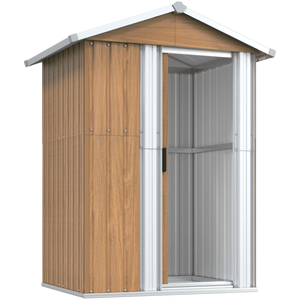 vidaXL 4.1 x 3.2ft Brown Galvanised Steel Apex Garden Shed Image 4