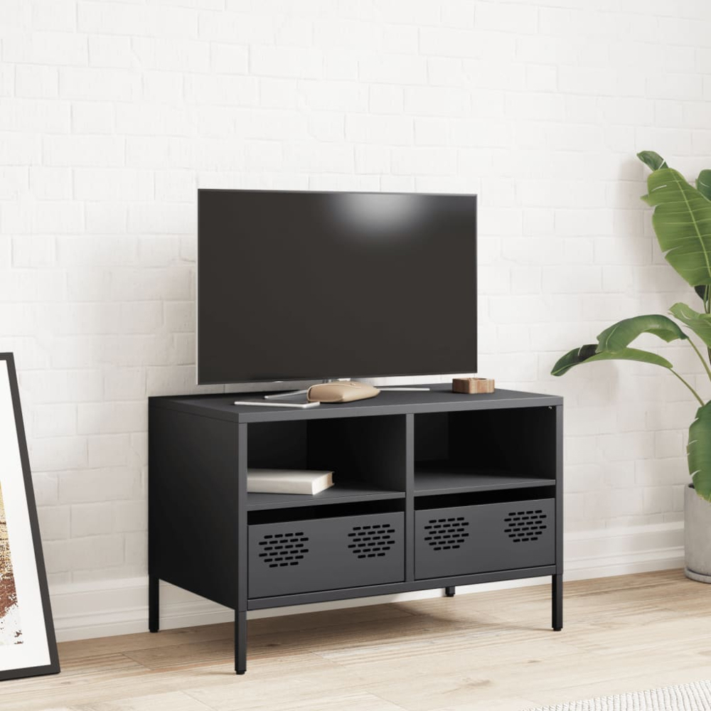 vidaXL 2 Drawer 2 Shelf Anthracite Steel TV Cabinet Image 8