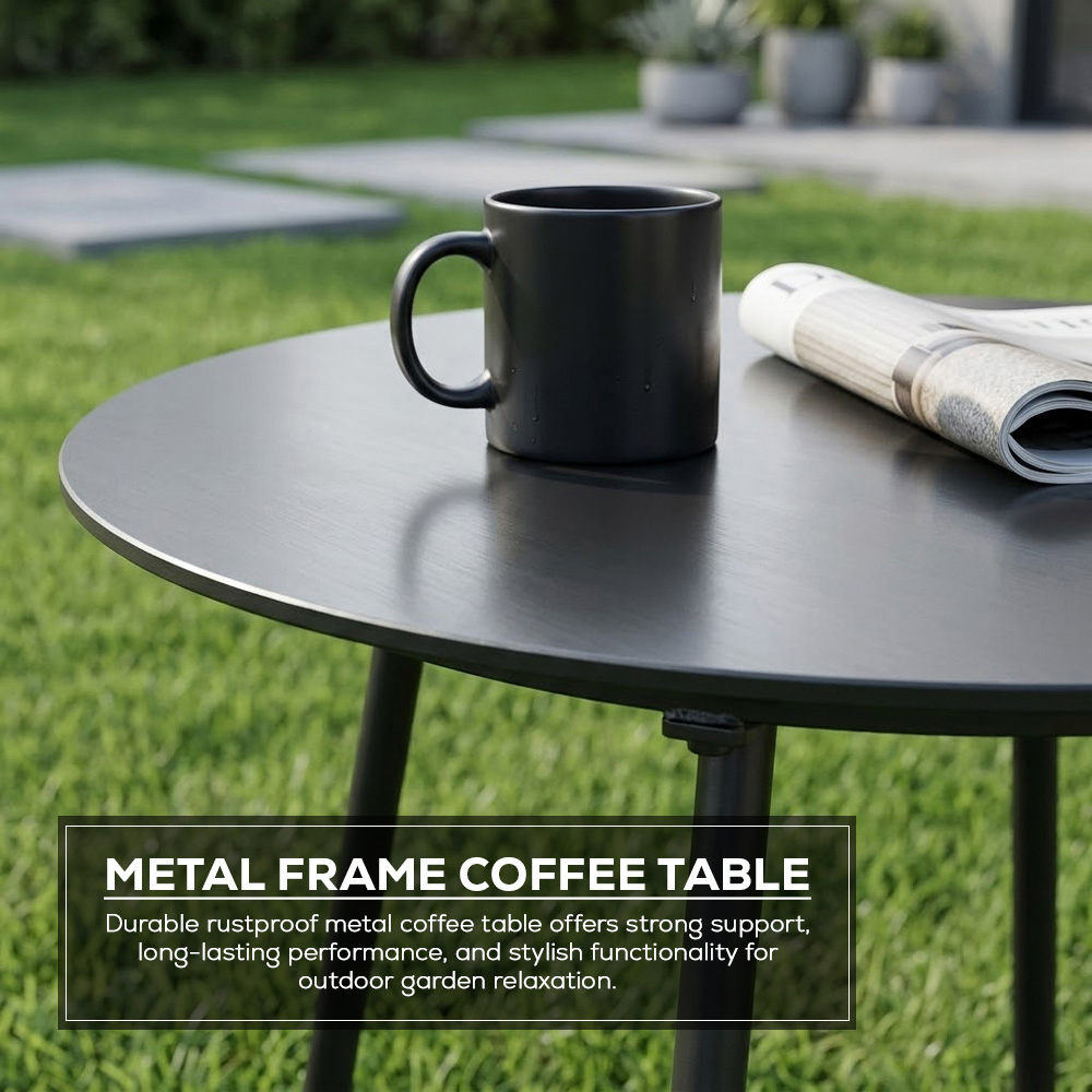 Alivio 2 Seater Grey Garden Bistro Set with Cushions and Round Table Image 4