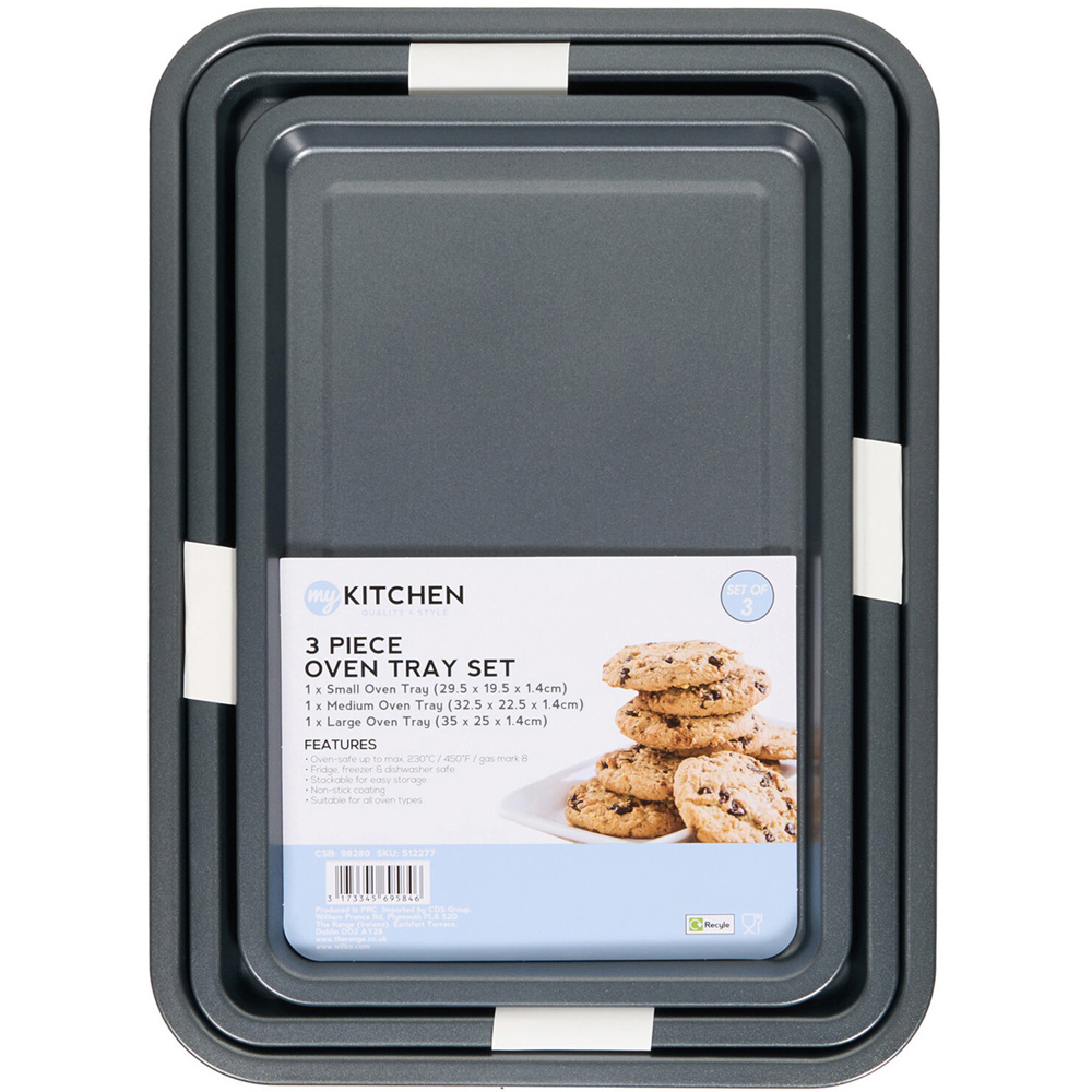 3 Piece My Kitchen Oven Tray Set Dark Grey Image 3
