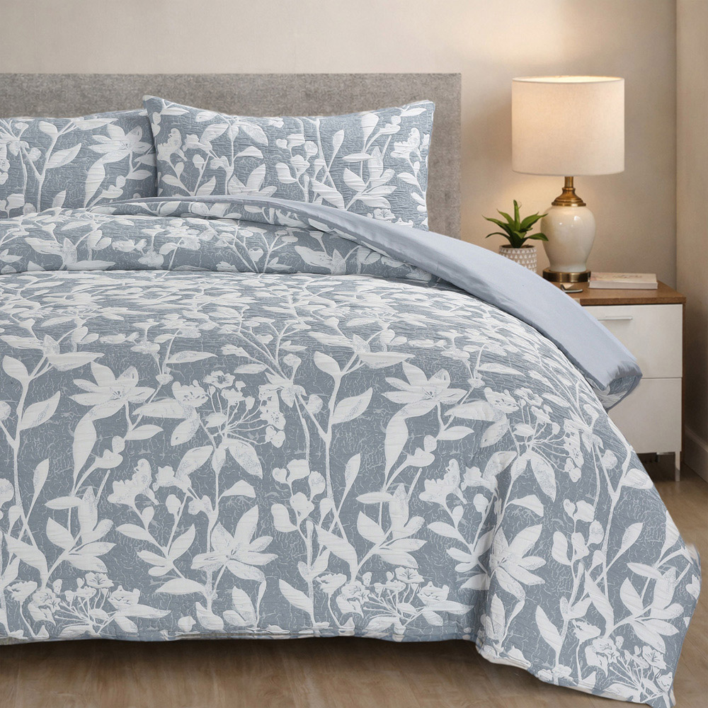 Sweet Dreams Ashbury Single Blue Botanical Duvet Cover Set Image 1