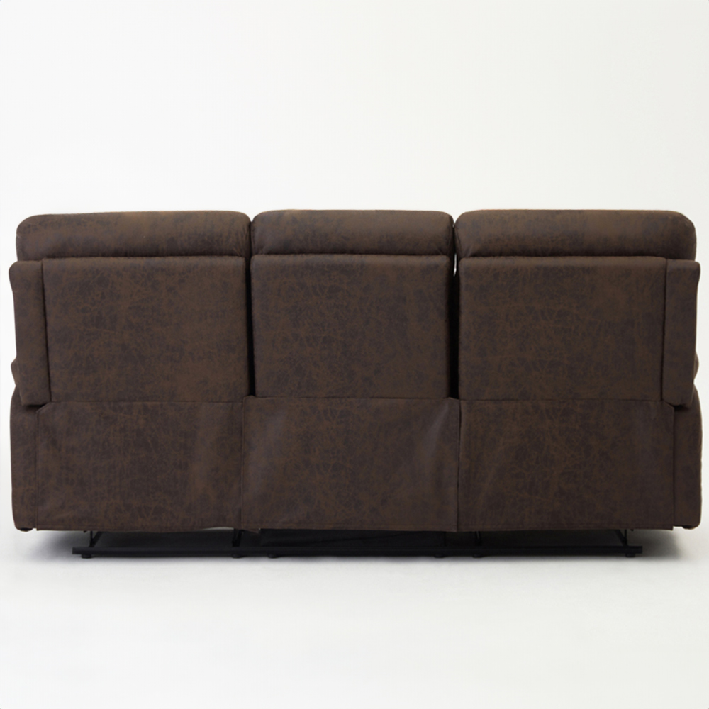 Home Detail Maxwell 3 Seater Brown Air Leather Manual Recliner Sofa Image 3