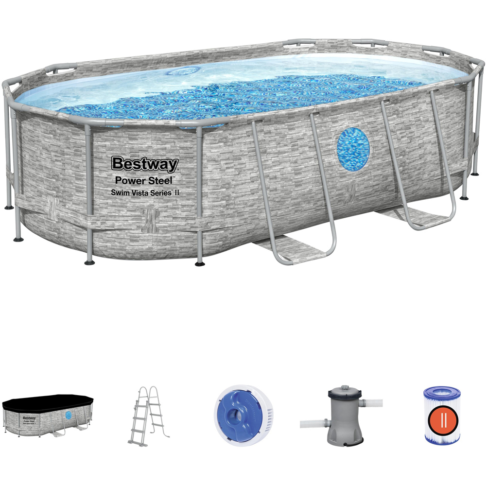 Bestway Swim Vista Oval Paddling Pool 14 x 8.2ft x 39.5 inch Image 1
