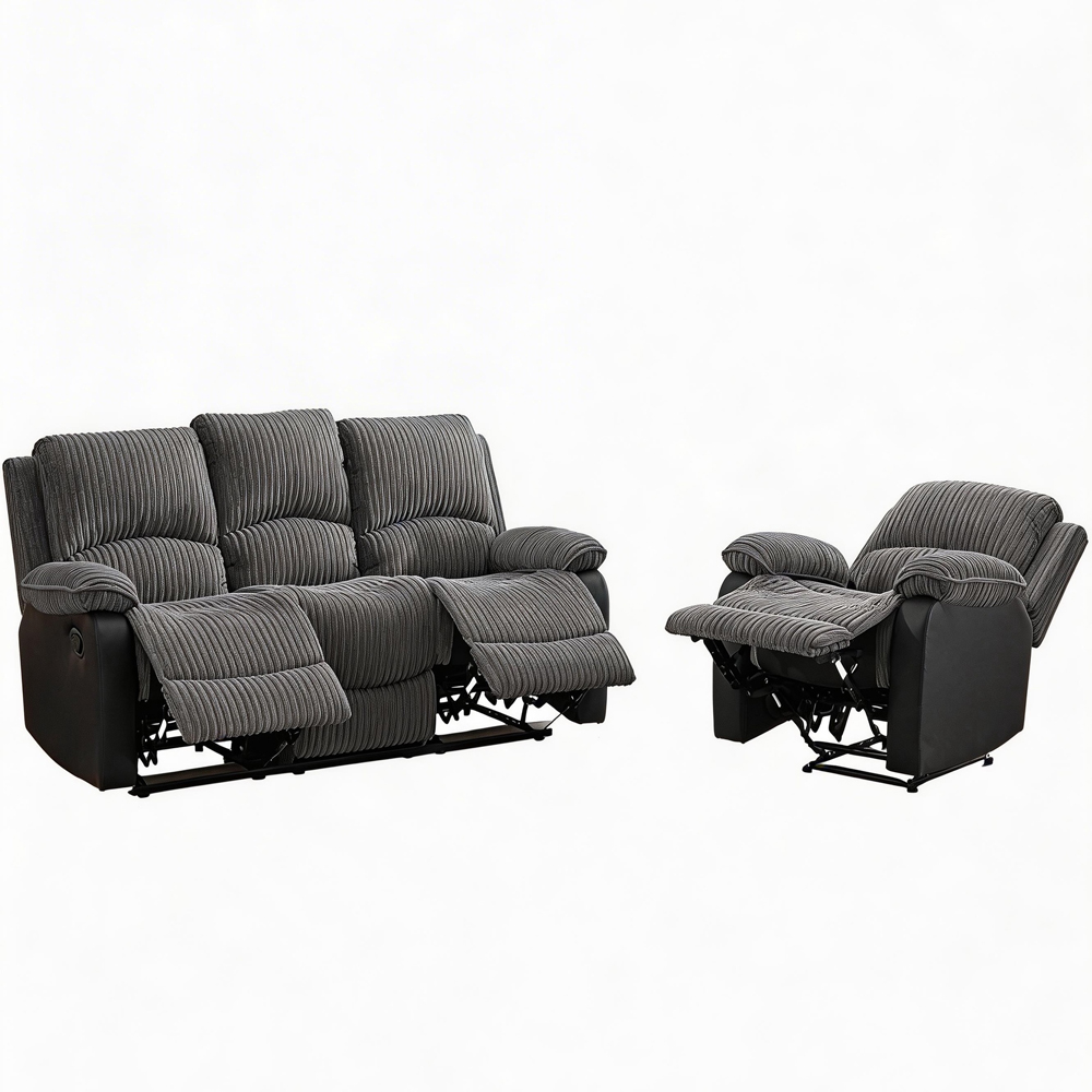 Langham 4 Seater Grey Manual Recliner Sofa Set Image 2