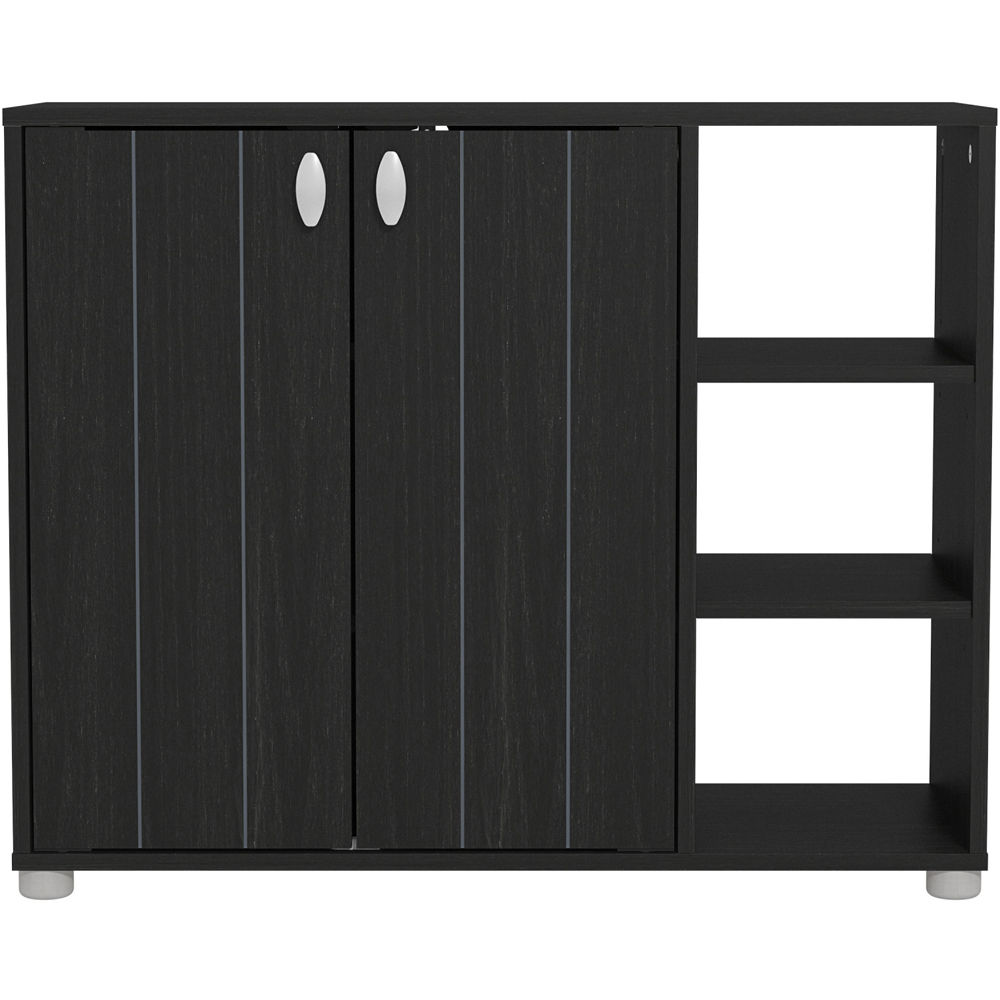 GFW Bideford Black Oak Shoe Cabinet with Open Storage Image 3