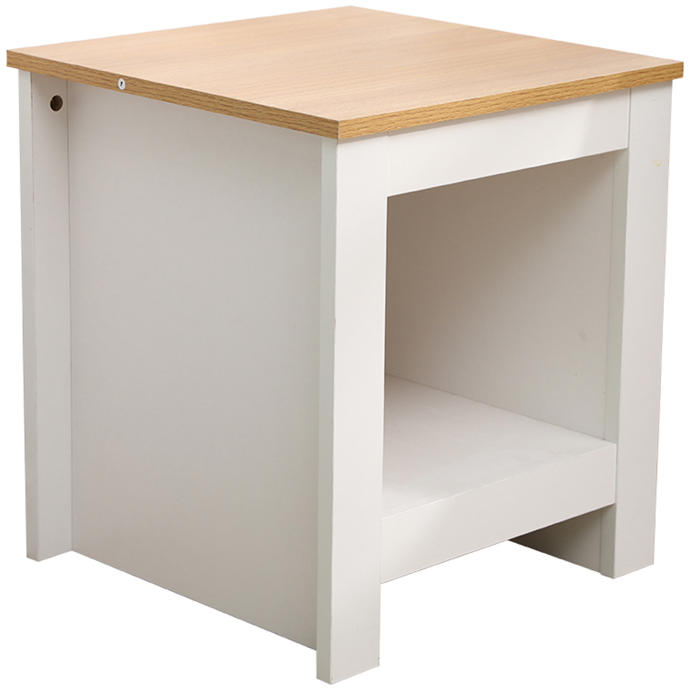 FurnitureHMD Single Shelf White and Oak Effect Wooden Side Table Image 2